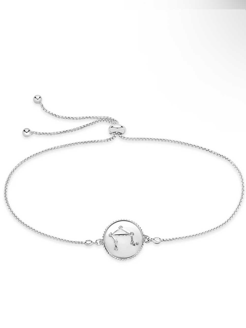STERLING SILVER CZ CONSTELLATION DISK BOLO BRACELET